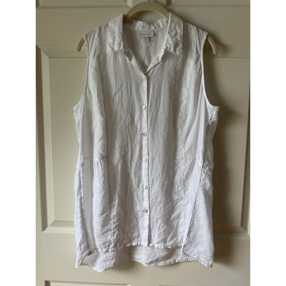 J‎ Jill Love Linen White Sleeveless Button Down Top MP Capsule Coastal Resort